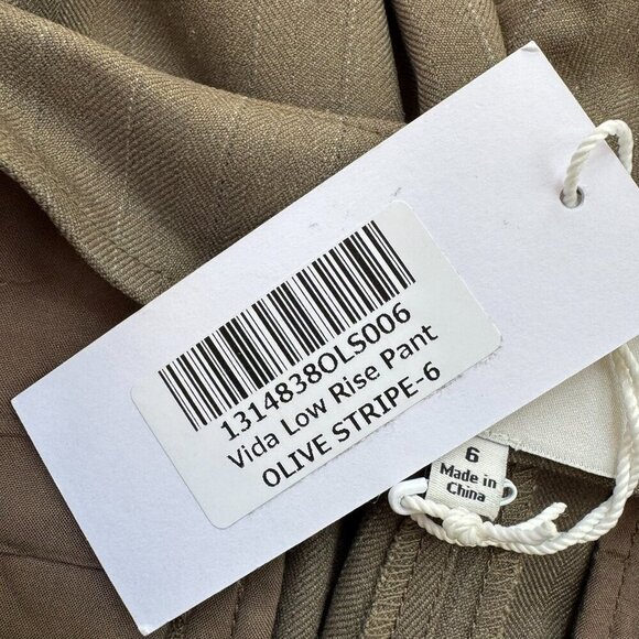 NWT Reformation Vida Low Rise Pants in Olive Stripe Brown Tan Trousers 6 - Picture 4 of 16